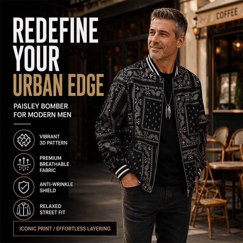 Men's Streetwear Paisley Print Bomber Jacket