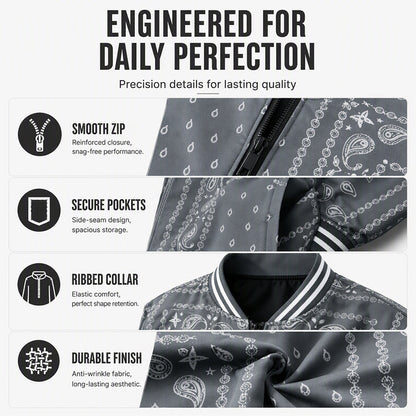 Men's Streetwear Paisley Print Bomber Jacket
