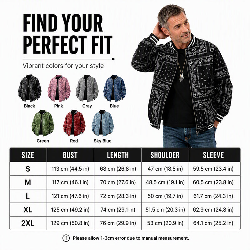 Men's Streetwear Paisley Print Bomber Jacket