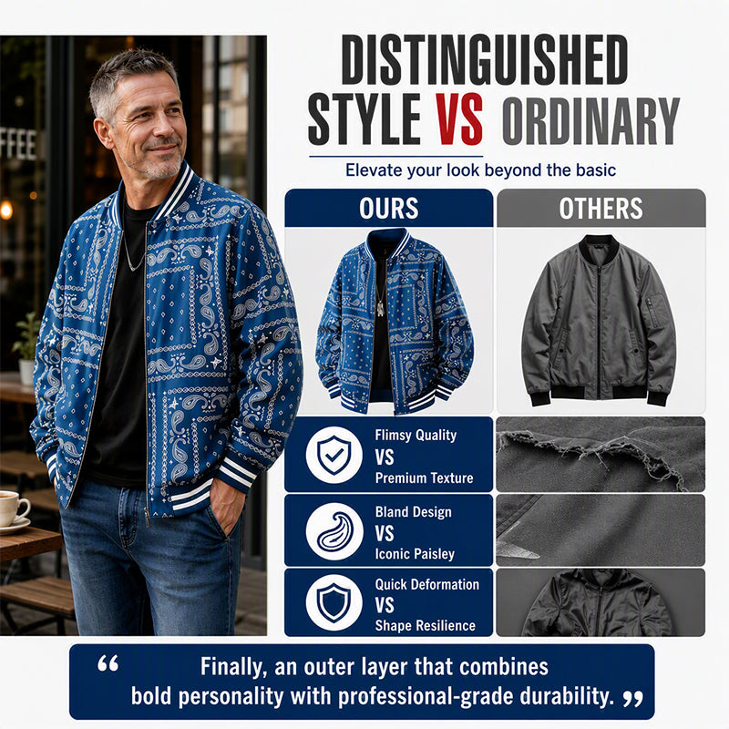 Men's Streetwear Paisley Print Bomber Jacket