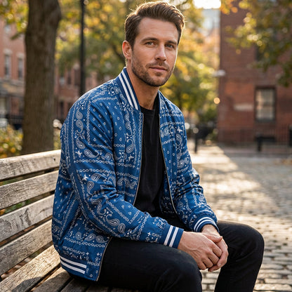 Men's Streetwear Paisley Print Bomber Jacket