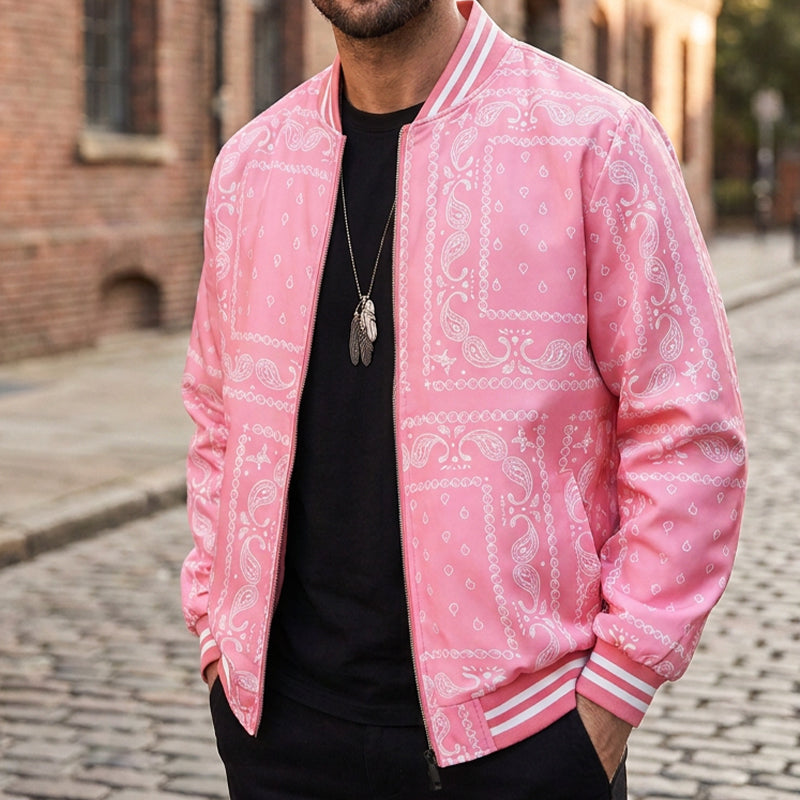 Men's Streetwear Paisley Print Bomber Jacket