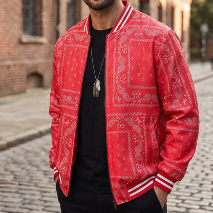 Men's Streetwear Paisley Print Bomber Jacket