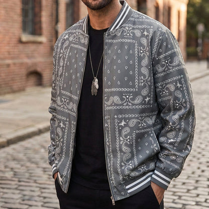 Men's Streetwear Paisley Print Bomber Jacket