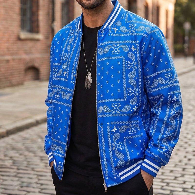 Men's Streetwear Paisley Print Bomber Jacket