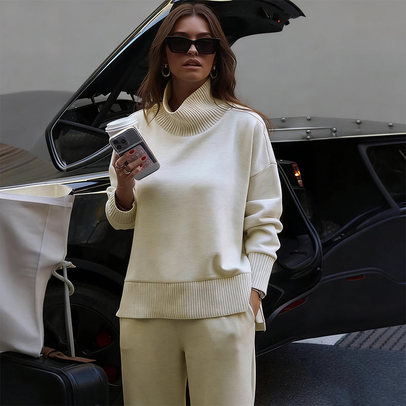 High-Neck Side-Zip Sweatshirt & Pants Set