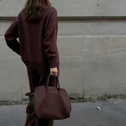 High-Neck Side-Zip Sweatshirt & Pants Set