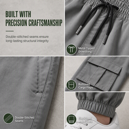 Men's Casual Cargo Pants with Multi Pockets and Drawstring