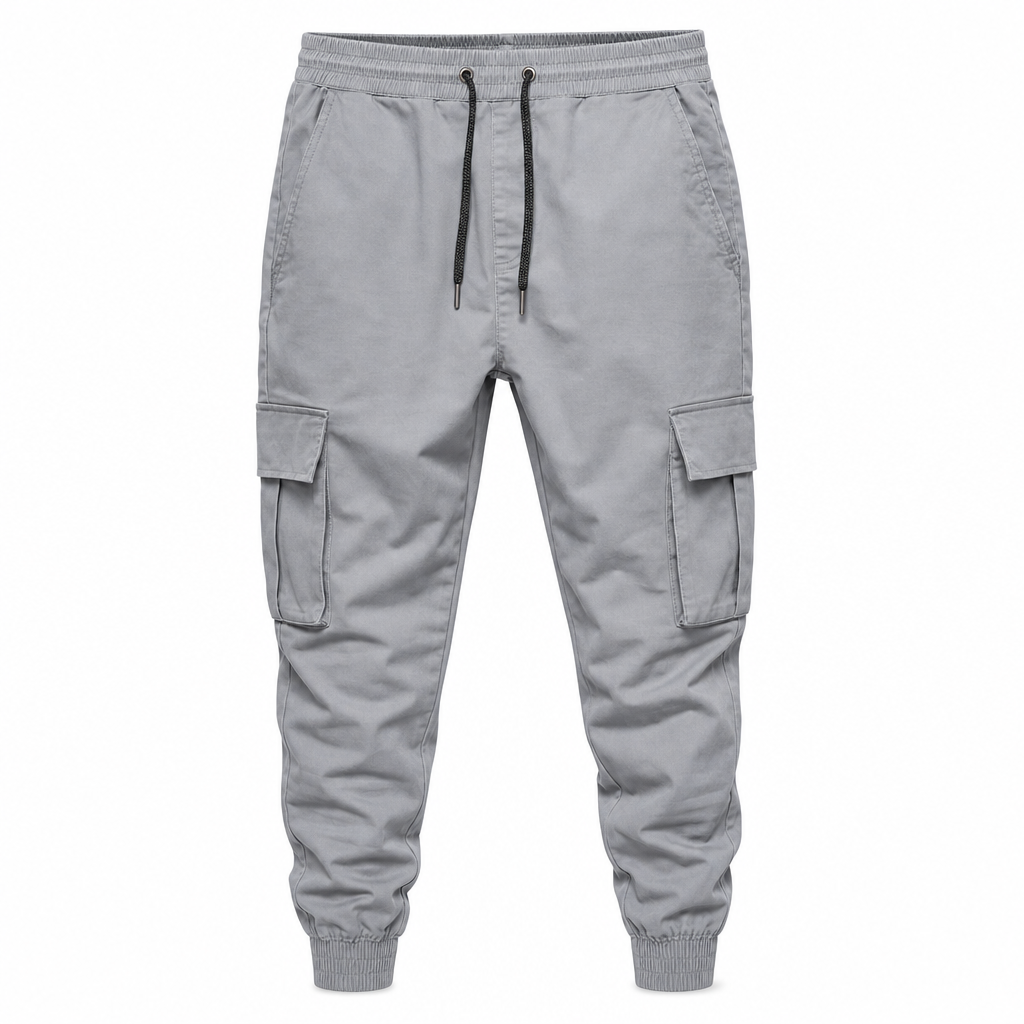 Men's Casual Cargo Pants with Multi Pockets and Drawstring