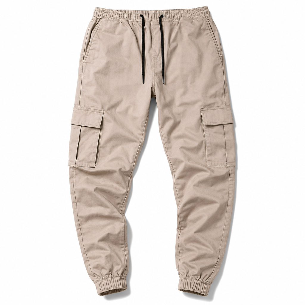 Men's Casual Cargo Pants with Multi Pockets and Drawstring