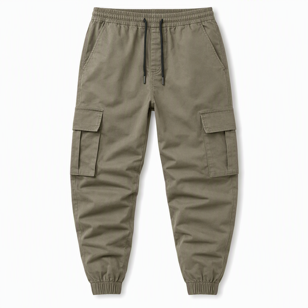 Men's Casual Cargo Pants with Multi Pockets and Drawstring