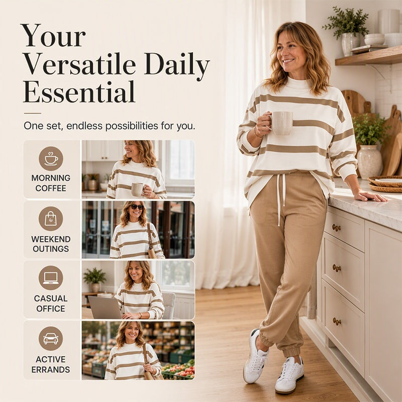 Women's Striped Sweatshirt & Jogger Pants Set