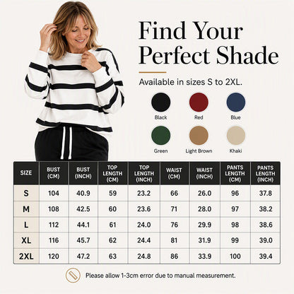 Women's Striped Sweatshirt & Jogger Pants Set