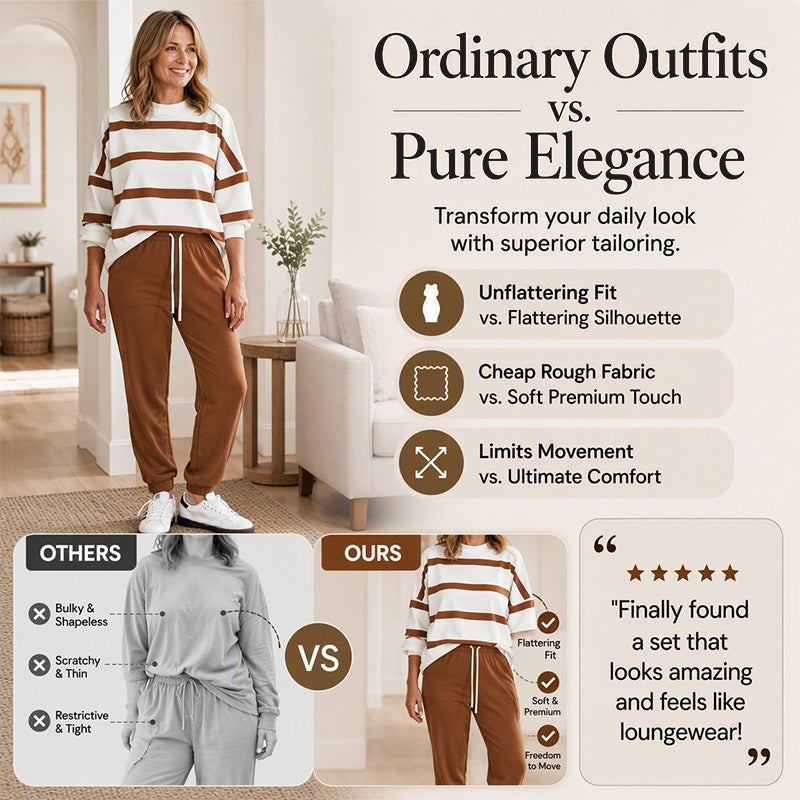 Women's Striped Sweatshirt & Jogger Pants Set