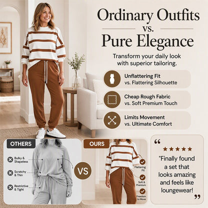 Women's Striped Sweatshirt & Jogger Pants Set