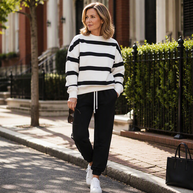 Women's Striped Sweatshirt & Jogger Pants Set