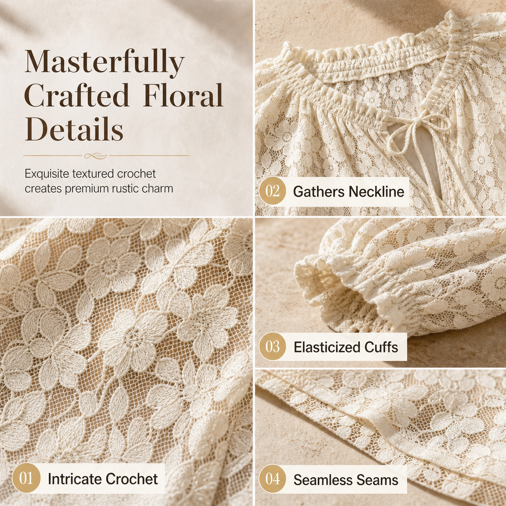 ⌛Limited-Time Offer-Women's Elegant Loose Fit Long Sleeve Lace Pullover Blouse