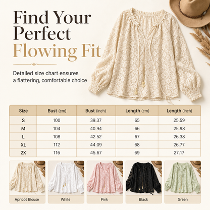 ⌛Limited-Time Offer-Women's Elegant Loose Fit Long Sleeve Lace Pullover Blouse