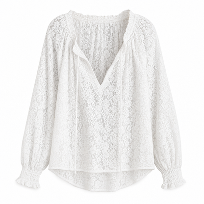 ⌛Limited-Time Offer-Women's Elegant Loose Fit Long Sleeve Lace Pullover Blouse