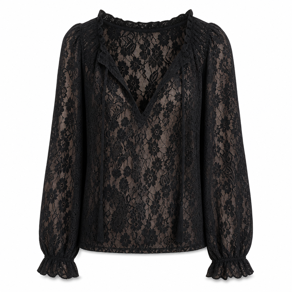 ⌛Limited-Time Offer-Women's Elegant Loose Fit Long Sleeve Lace Pullover Blouse