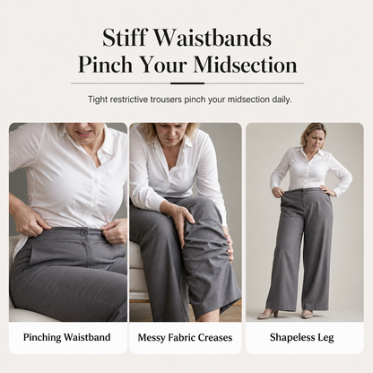 ✨ Polished Comfort | Women's High-Waisted Tailored Wide-Leg Pants with Flowy Drape