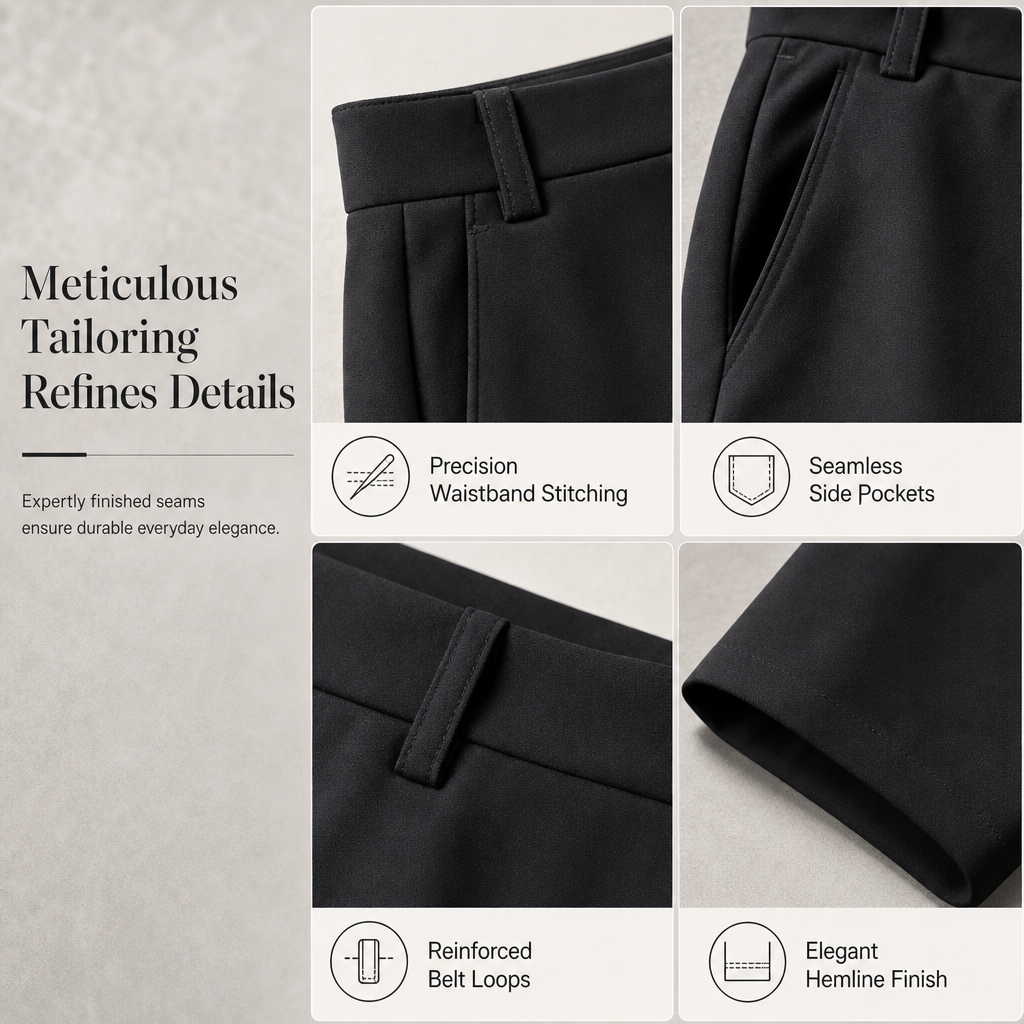 ✨ Polished Comfort | Women's High-Waisted Tailored Wide-Leg Pants with Flowy Drape
