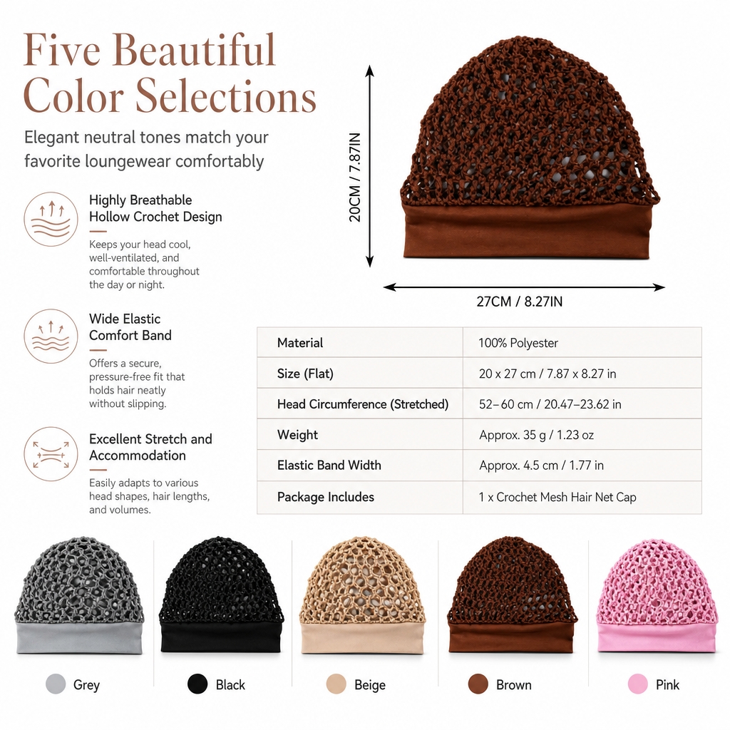 🌿 Breathable Comfort, Stay-Put Fit | Women's Wide-Band Mesh Hair Cover