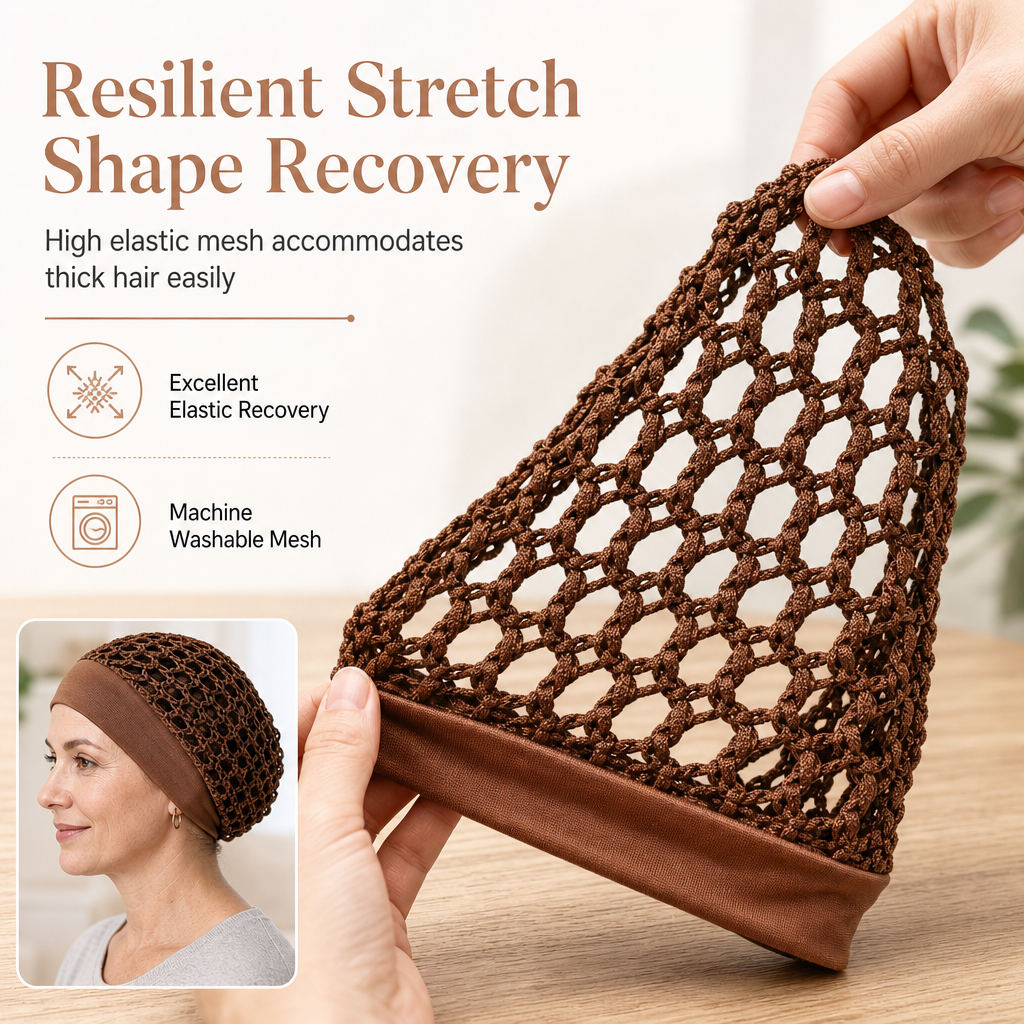 🌿 Breathable Comfort, Stay-Put Fit | Women's Wide-Band Mesh Hair Cover