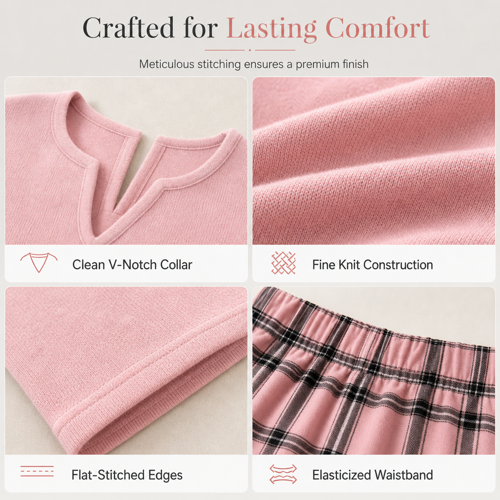 Women's Knit Top and Plaid Leggings Set