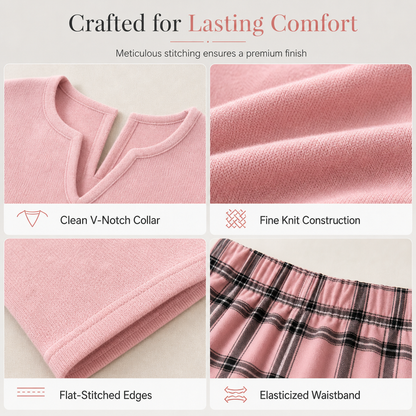 Women's Knit Top and Plaid Leggings Set