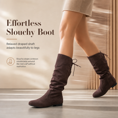 Women's Lace Up Slouchy Mid-Calf Boots 