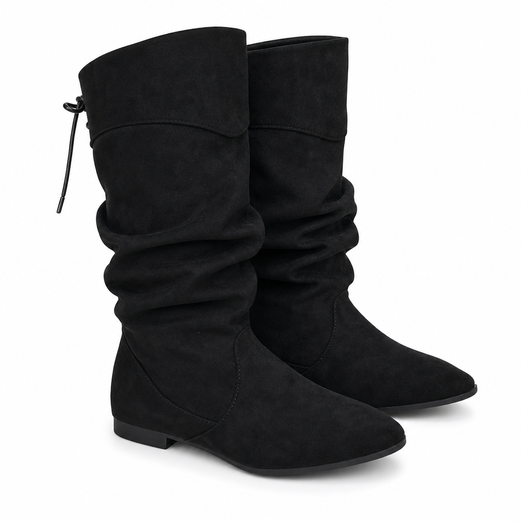 Women's Lace Up Slouchy Mid-Calf Boots 