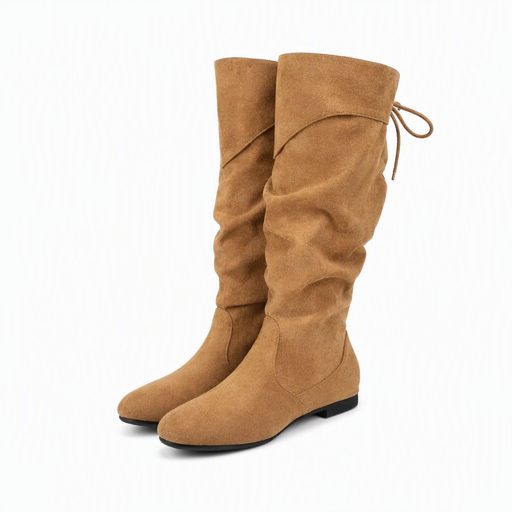 Women's Lace Up Slouchy Mid-Calf Boots 