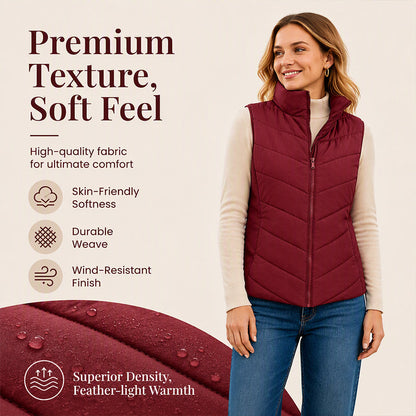 Women's Quilted Stand Collar Puffer Vest