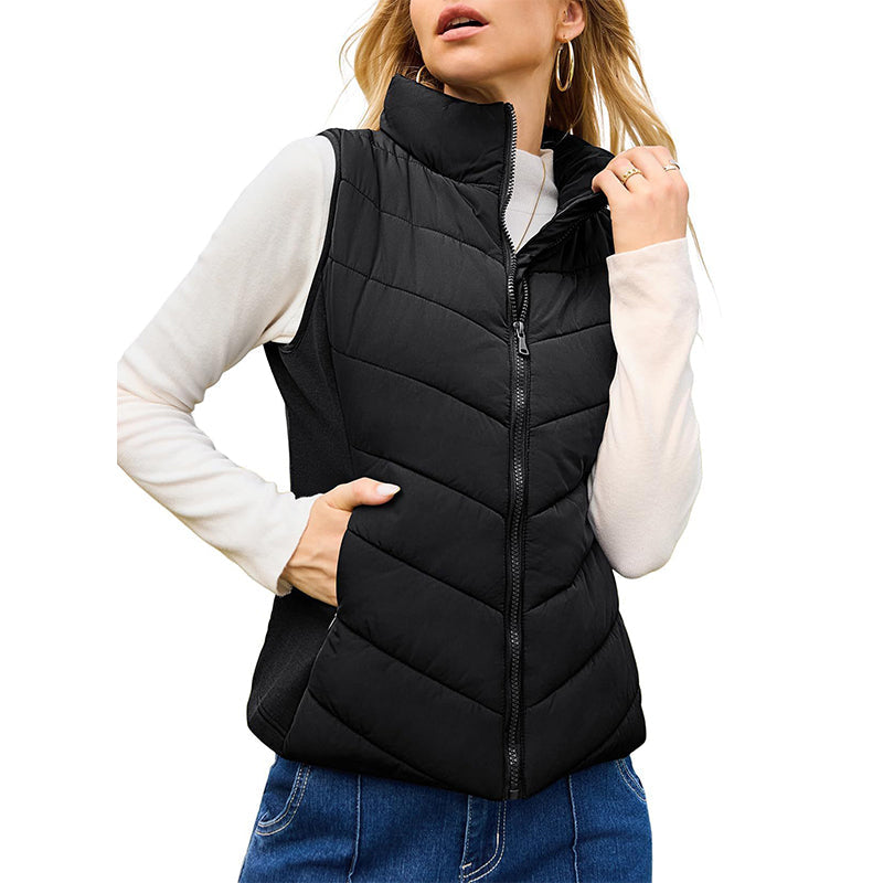 Women's Quilted Stand Collar Puffer Vest