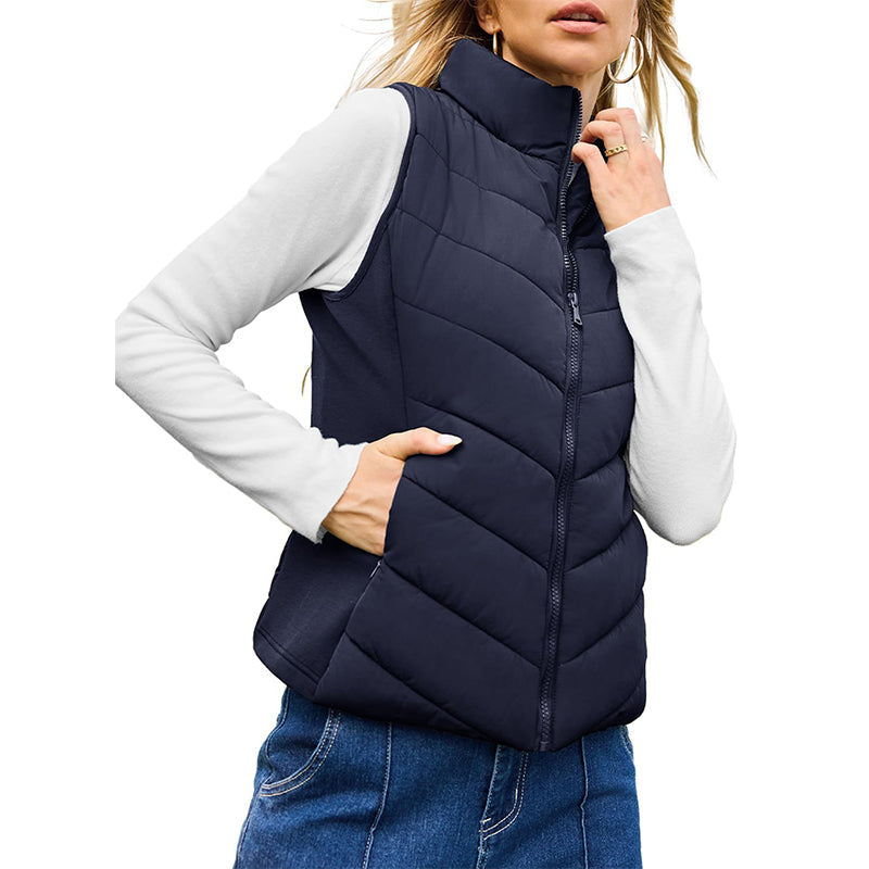 Women's Quilted Stand Collar Puffer Vest