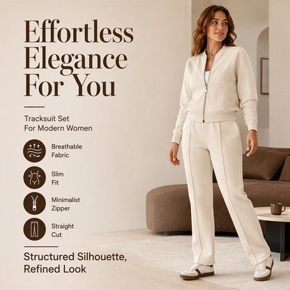 Women's Zip-Up Jacket & Straight-Leg Pants Set
