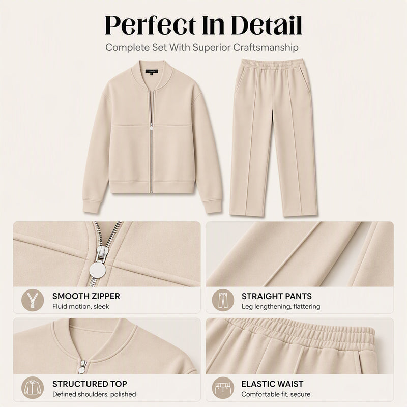 Women's Zip-Up Jacket & Straight-Leg Pants Set
