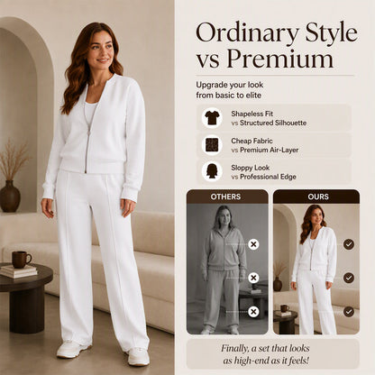 Women's Zip-Up Jacket & Straight-Leg Pants Set