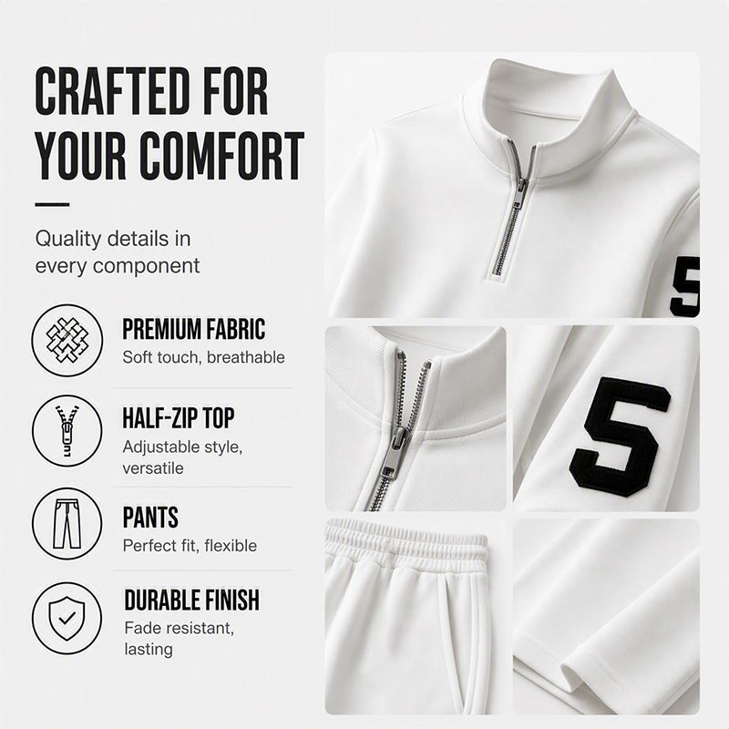 Men's Casual Half-Zip Pullover & Pants Set