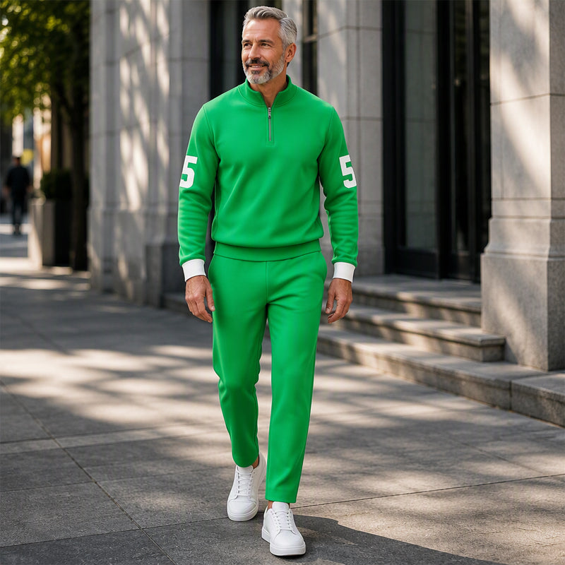 Men's Casual Half-Zip Pullover & Pants Set