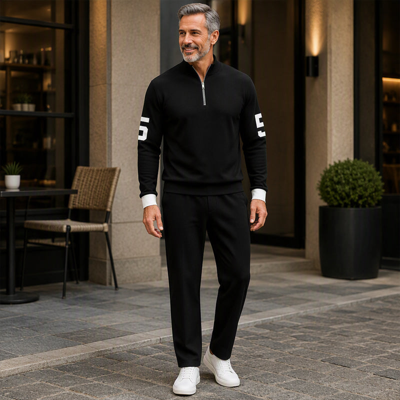 Men's Casual Half-Zip Pullover & Pants Set