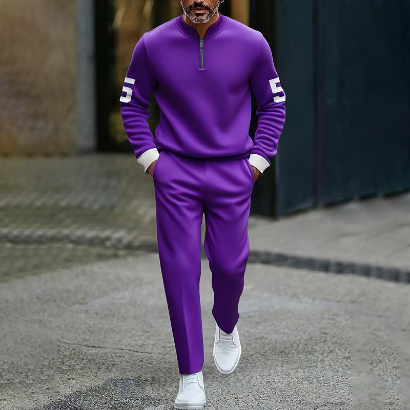 Men's Casual Half-Zip Pullover & Pants Set