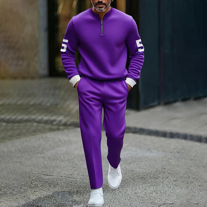 Men's Casual Half-Zip Pullover & Pants Set