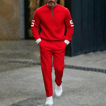 Men's Casual Half-Zip Pullover & Pants Set