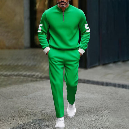 Men's Casual Half-Zip Pullover & Pants Set