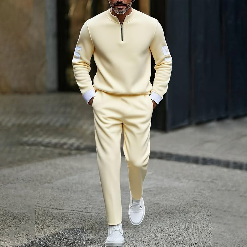 Men's Casual Half-Zip Pullover & Pants Set