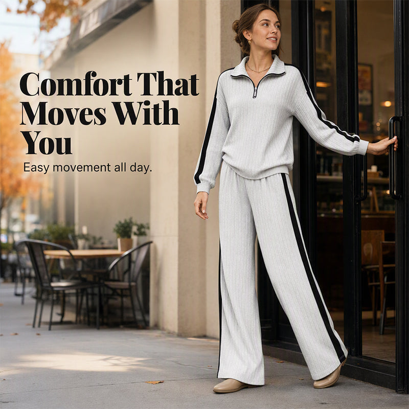 Women’s Casual Sweatshirt and Wide-Leg Pants