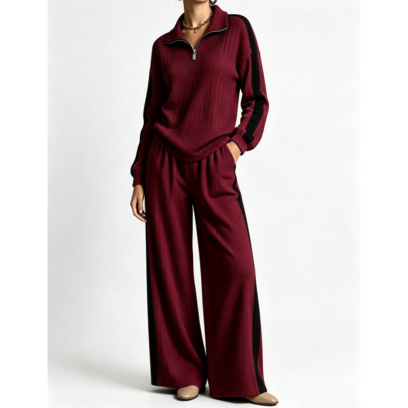 Women’s Casual Sweatshirt and Wide-Leg Pants