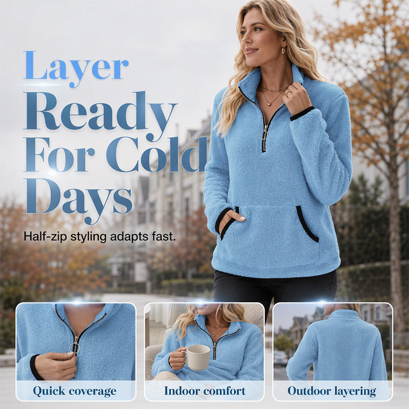 Women's Half-Zip Warm Plush Sweatshirt